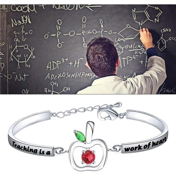 Teacher Bracelet Appreciation Gift Teaching is a Work of Heart Teacher Jewelry - Picture 3 of 7